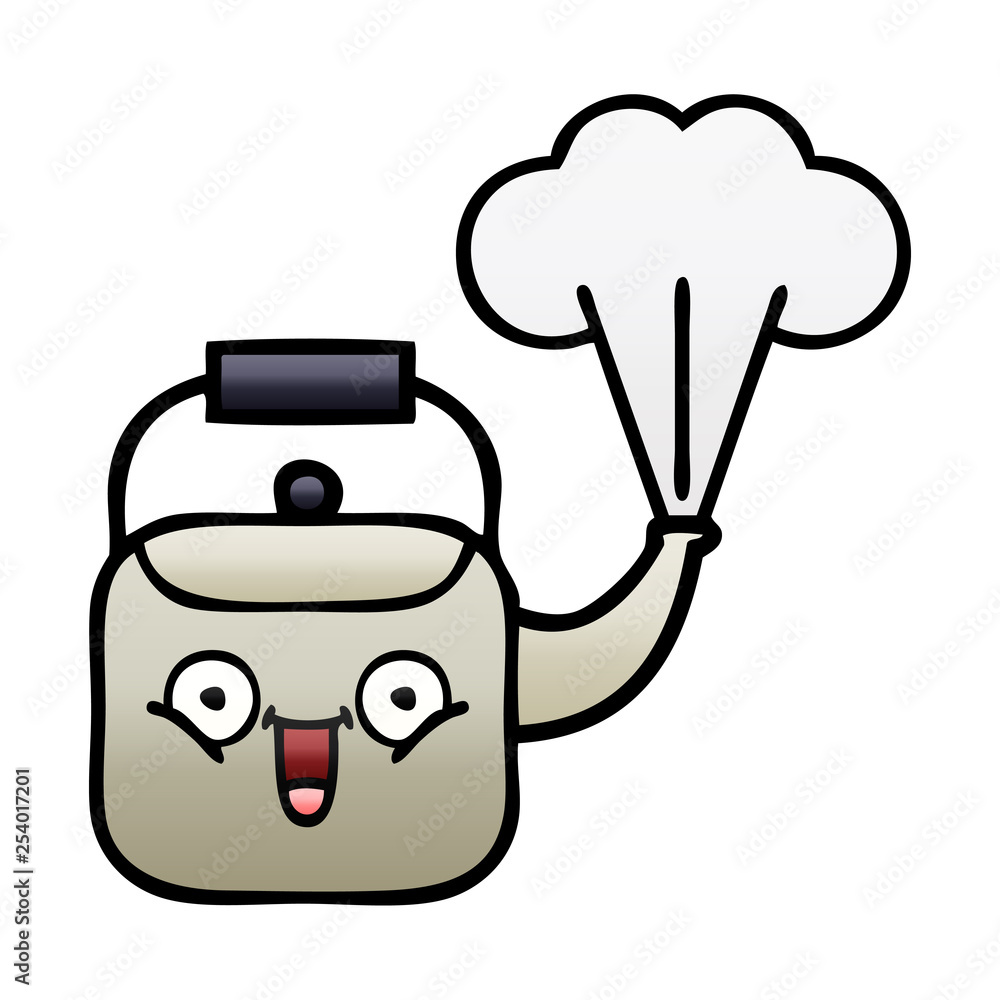 Obraz premium gradient shaded cartoon steaming kettle