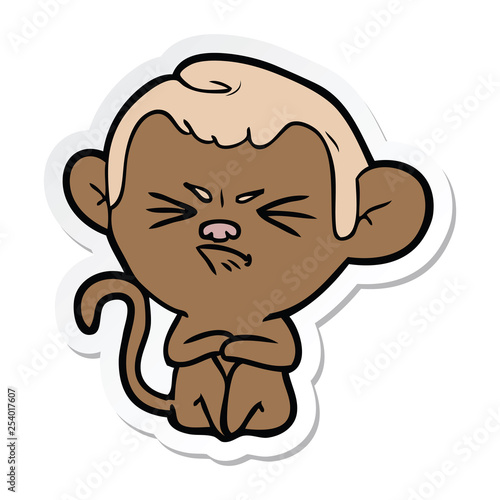 sticker of a cartoon annoyed monkey