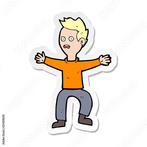 sticker of a cartoon man panicking