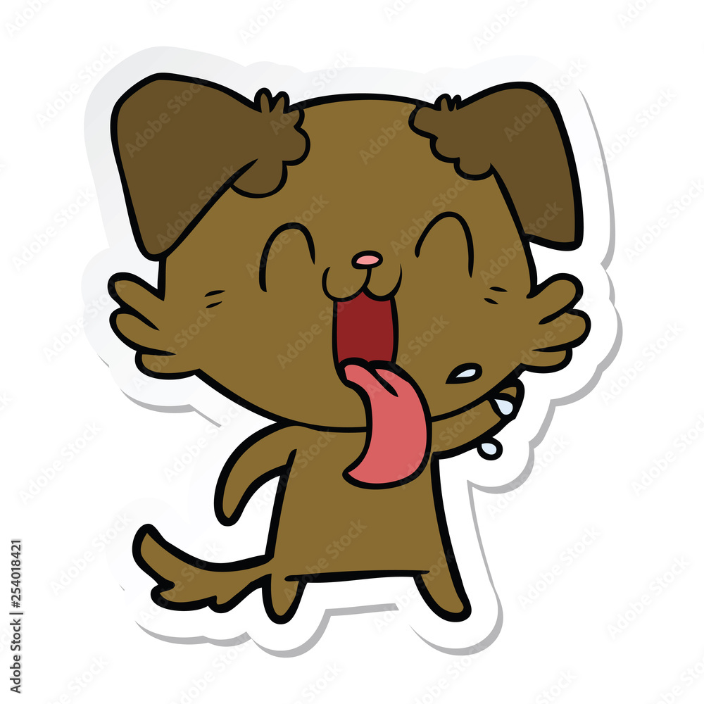 sticker of a cartoon panting dog sticker of a cartoon panting dog