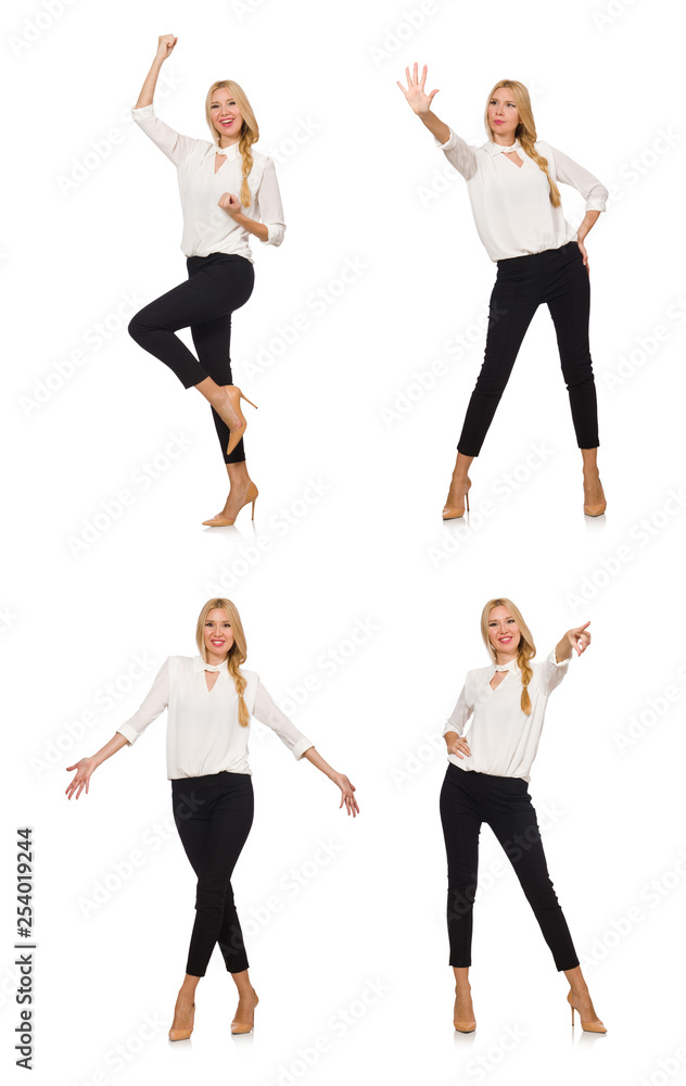 Pretty girl in office attire isolated on white