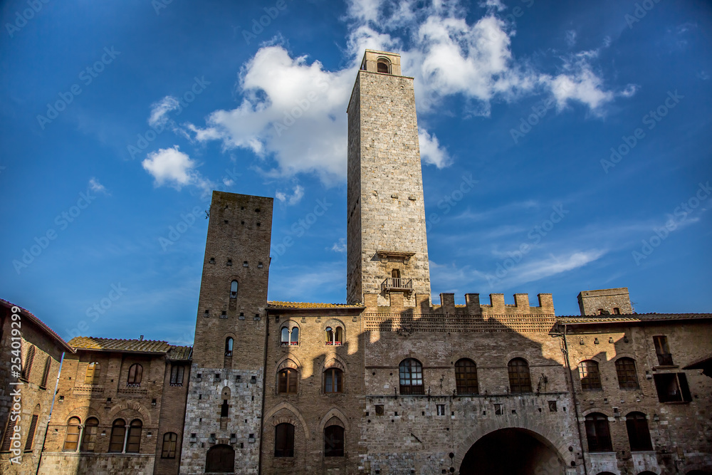 San Gimignano. Streets and towers of San Gimignano, small medieval town in Tuscany, Italy