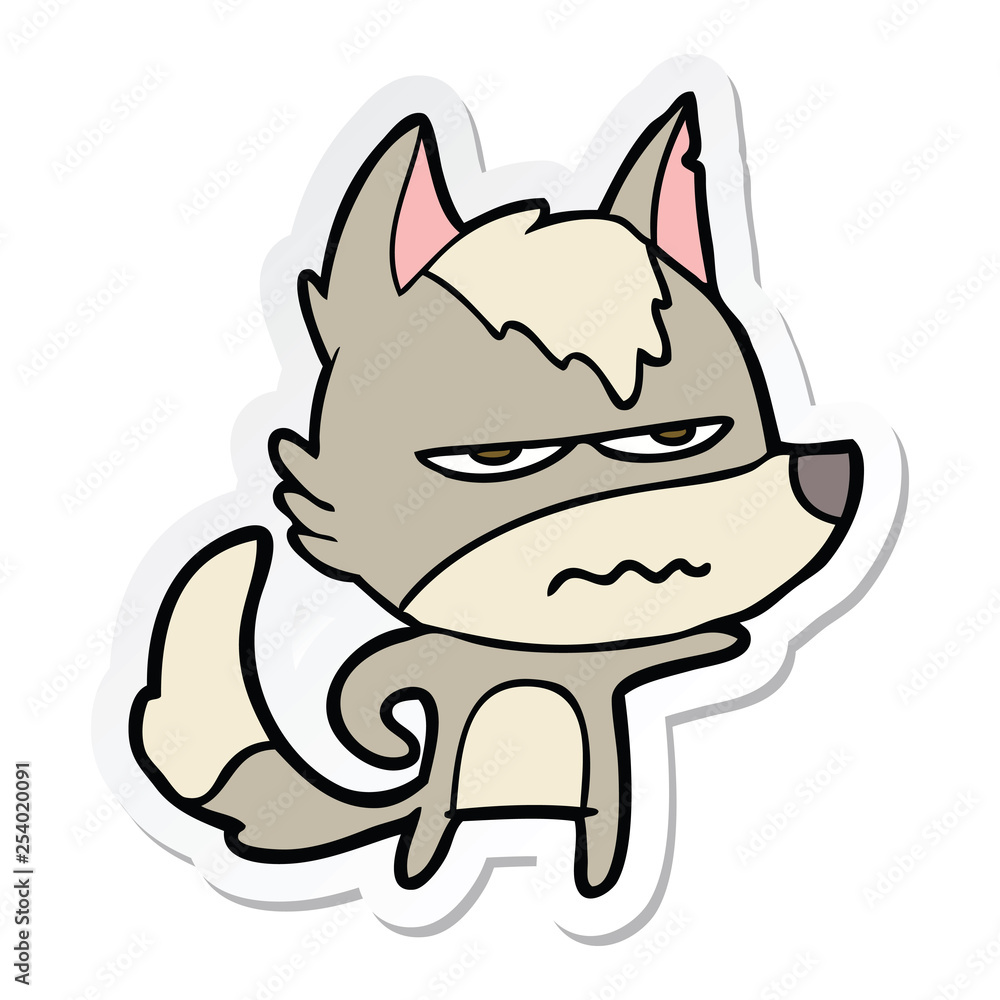 sticker of a cartoon annoyed wolf sticker of a cartoon annoyed wolf