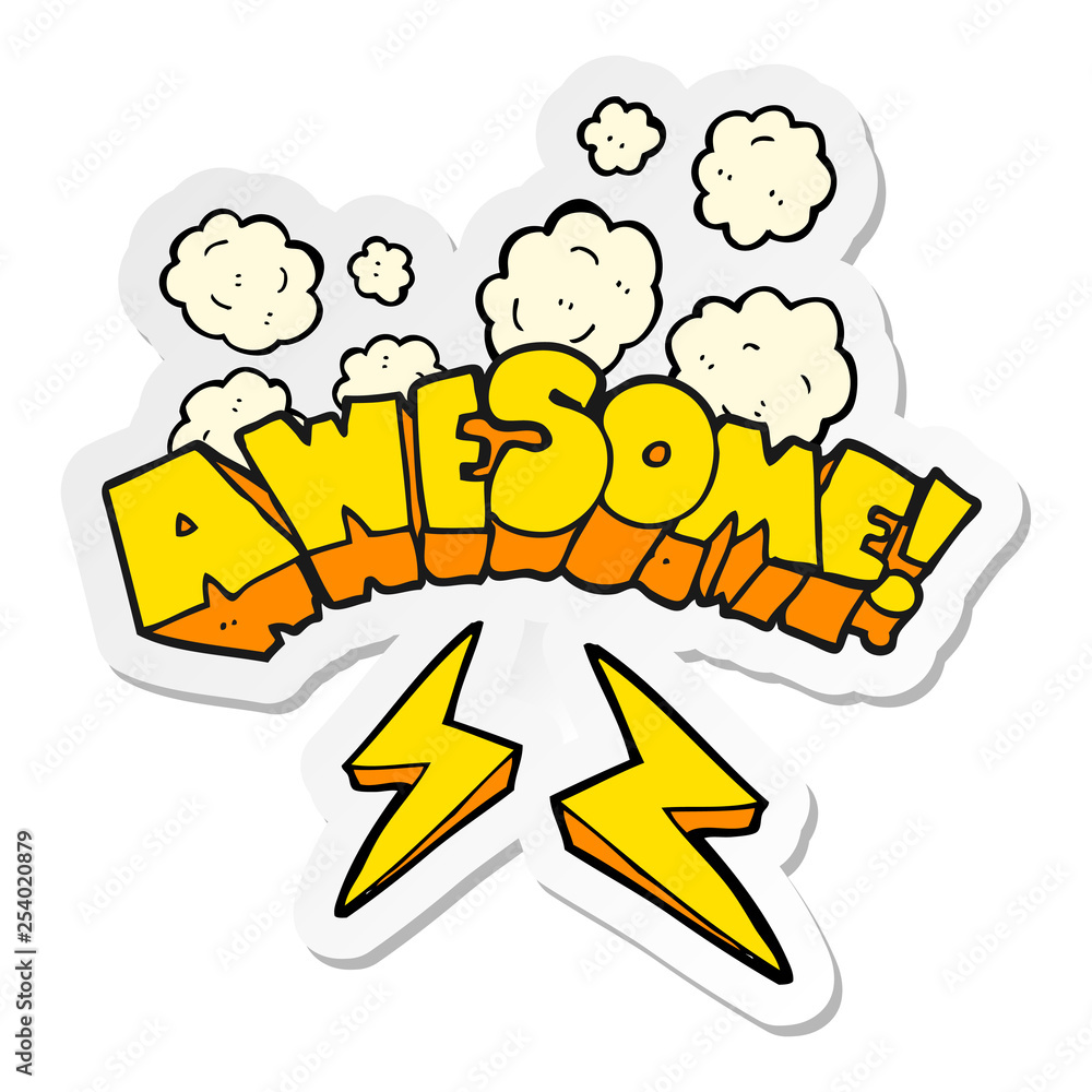 sticker of a cartoon word awesome sticker of a cartoon word awesome