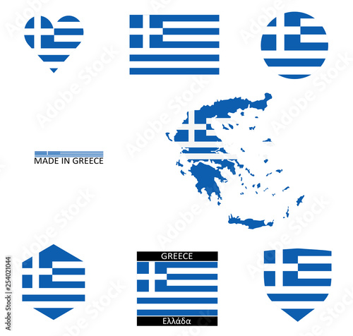 Drapeaux grecs et une carte