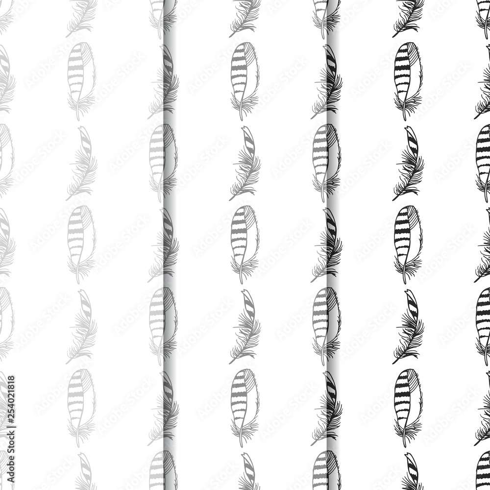 Foto Mockingjay feather seamless pattern hand drawn sketch