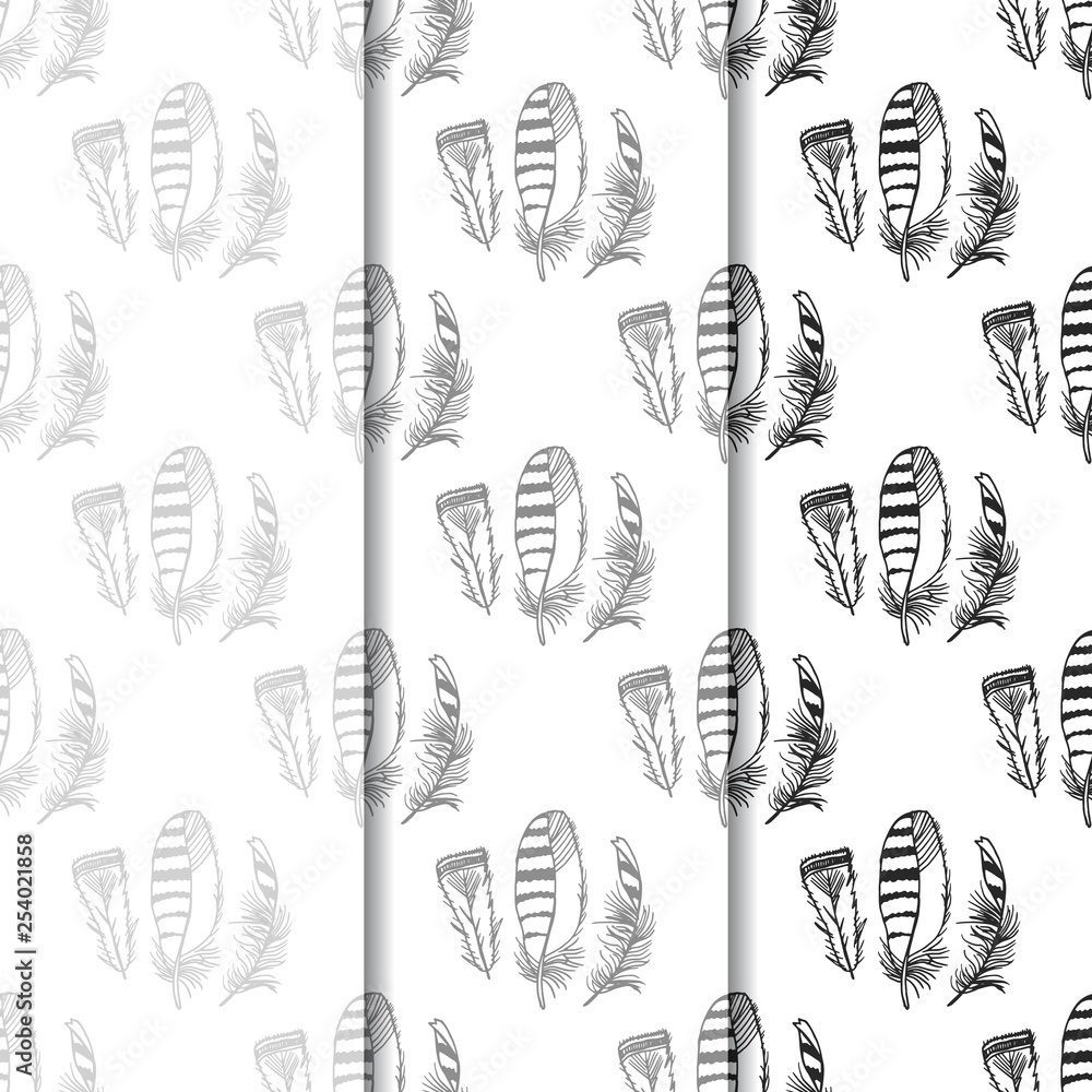 Foto Mockingjay feather seamless pattern hand drawn sketch
