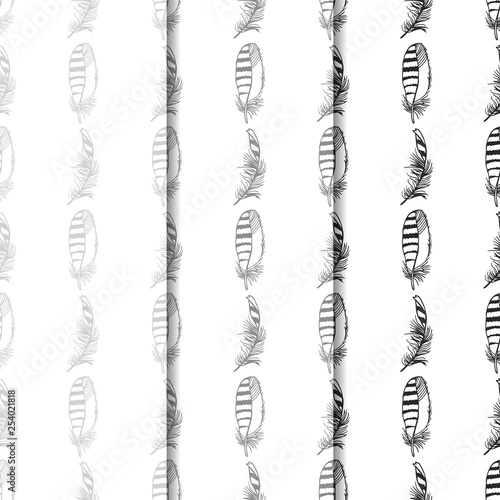 Fotografie Mockingjay feather seamless pattern hand drawn sketch