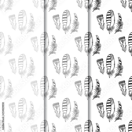 Fotografie Mockingjay feather seamless pattern hand drawn sketch