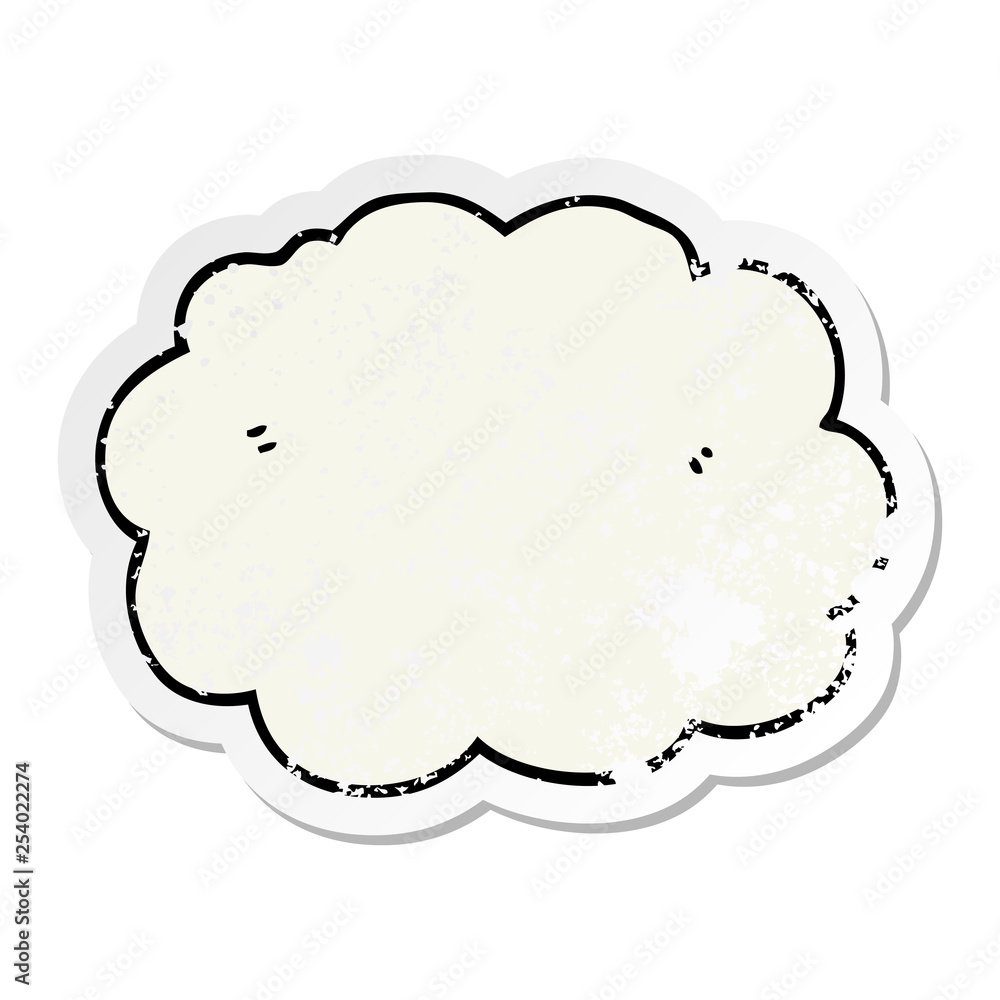 distressed sticker of a cartoon cloud distressed sticker of a cartoon cloud