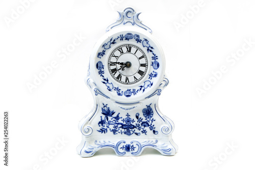 The blue onion china clock. Vintage ornamental piece of art. 