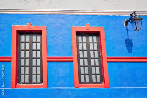 Monterrey  colorful historic buildings in the center of the old city  Barrio Antiguo  at a peak tourist season