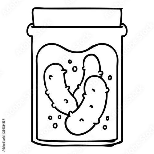 line drawing doodle jar of pickled gherkins