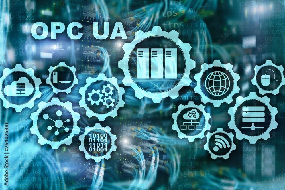 OPC Unified Architecture. Data Transmission in Industrial Networks concept.