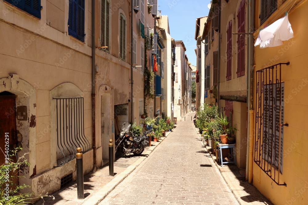 Narrow street in old town Marseille
