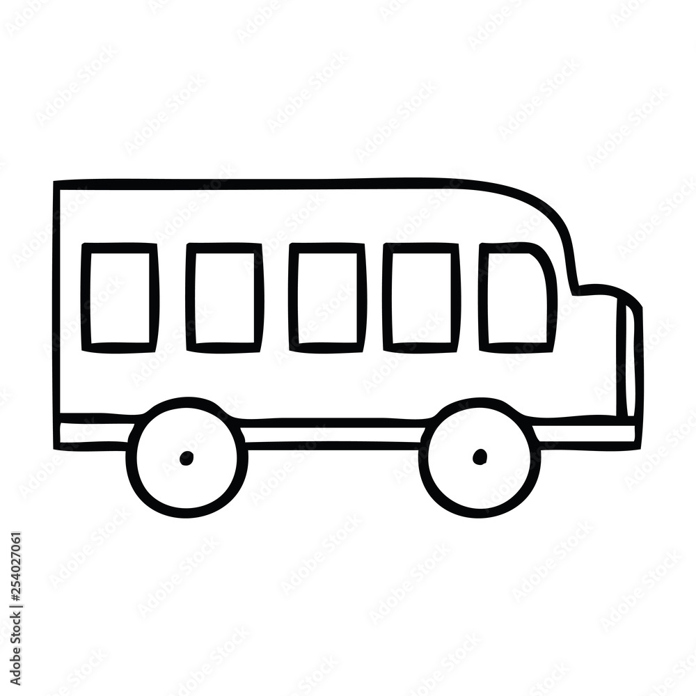 line drawing cartoon school bus Stock Vector | Adobe Stock