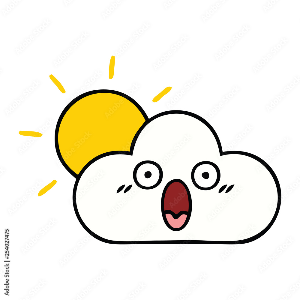 cute cartoon sunshine and cloud