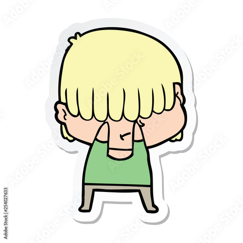 sticker of a cartoon boy with untidy hair