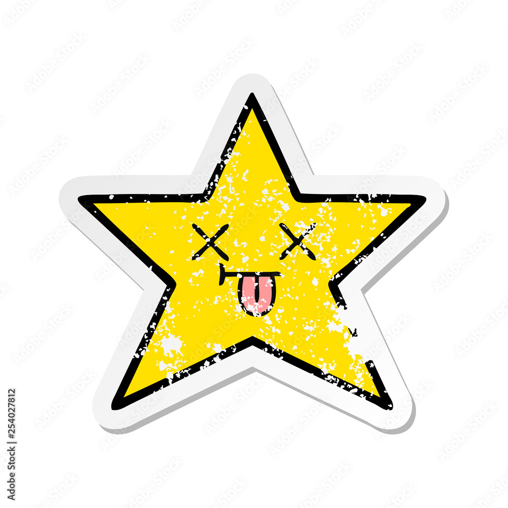 distressed sticker of a cute cartoon gold star distressed sticker of a cute cartoon gold star