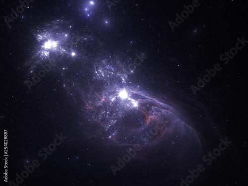 Fototapeta Naklejka Na Ścianę i Meble -  Starfield, stars and space dust scattered throughout the universe. Vast open interstellar space, cosmic abstract artwork. Distant swirling galaxies, interplanetary travel, astral artwork.