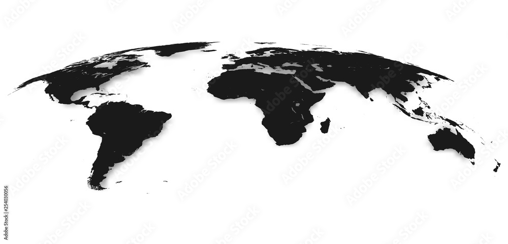 World Map Isolated on White Background in Gray Color. Vector Illustration