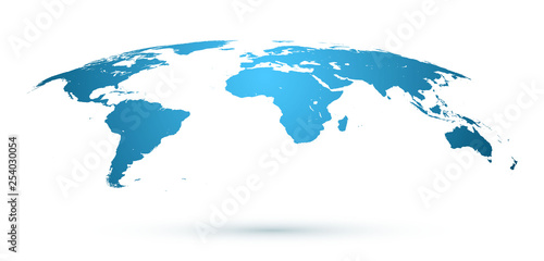 World Map Isolated on White Background in Blue Color. Vector Illustration