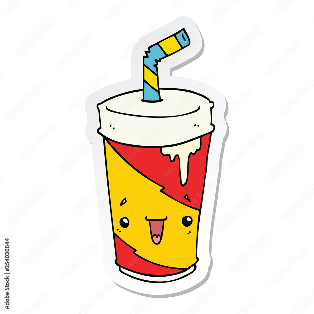 sticker of a cartoon soda cup sticker of a cartoon soda cup