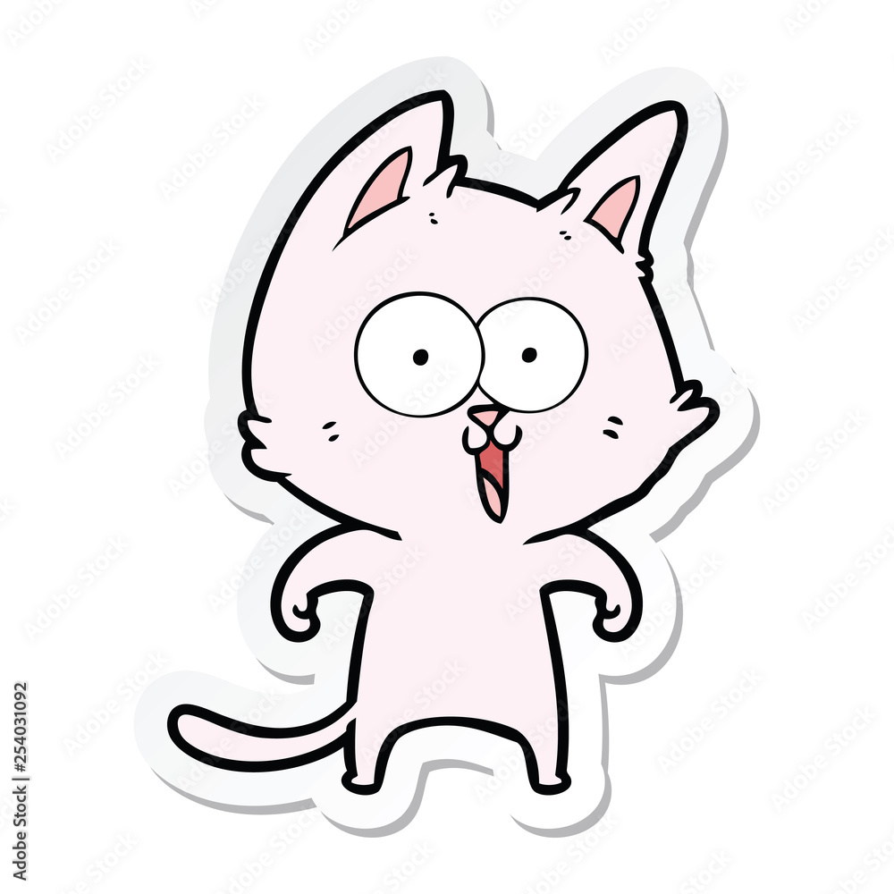 sticker of a funny cartoon cat sticker of a funny cartoon cat