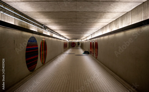 Pathway at peel station in montreal's subway