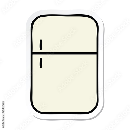 sticker of a cute cartoon fridge freezer