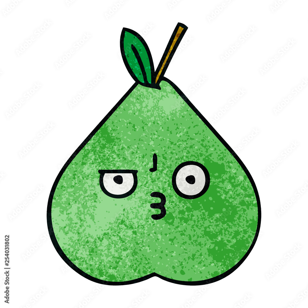 retro grunge texture cartoon green pear retro grunge texture cartoon green pear