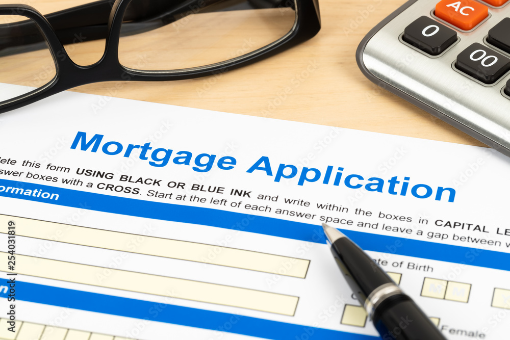 Mortgage application form, financial concept Mortgage application form, financial concept