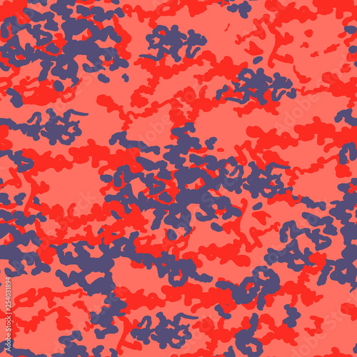 Camouflage pattern background seamless vector illustration. Living coral color camo pattern