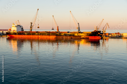 Cargo ship in the harbor