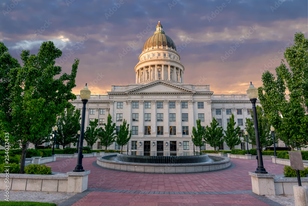 Sunrise over the State Capital building of Utah