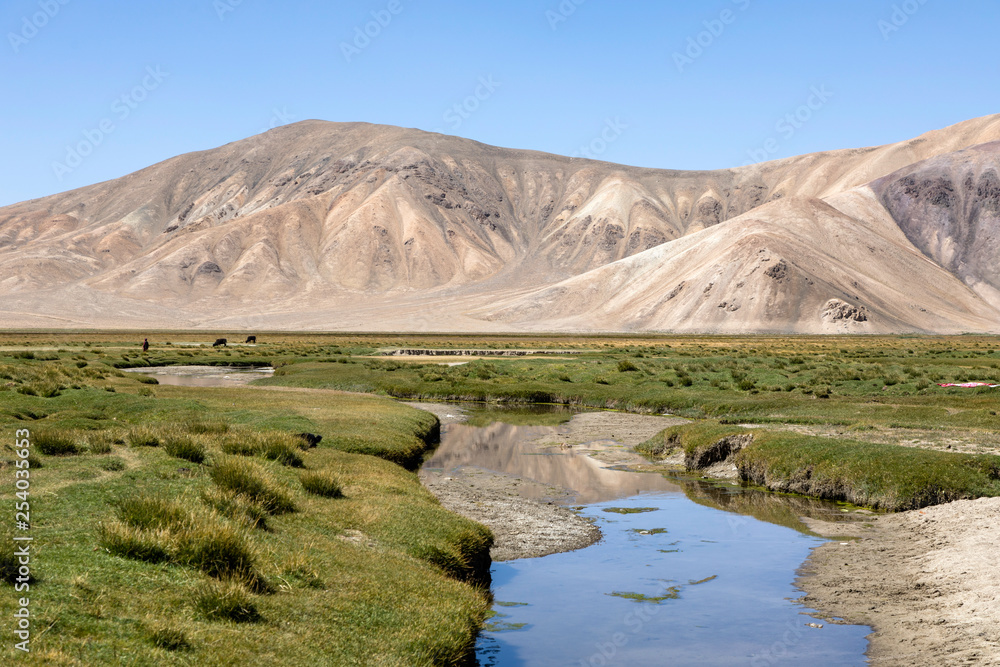 Small river in Bulunkul in the Pamir mountains in Tajikistan Small river in Bulunkul in the Pamir mountains in Tajikistan