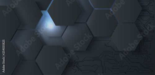 Abstract hexagonal background 3d futuristic illustration.