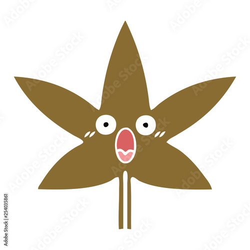 flat color retro cartoon autumnal leaf