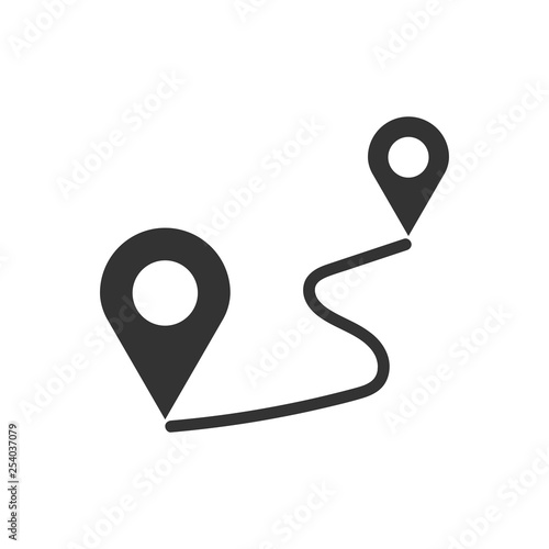 Distance pin icon in flat style. Gps navigation vector illustration on white isolated background. Communication travel business concept.