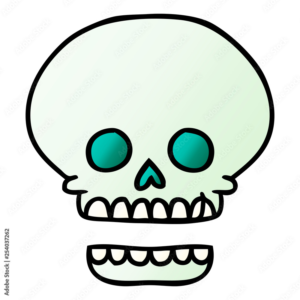 gradient cartoon doodle of a skull head gradient cartoon doodle of a skull head