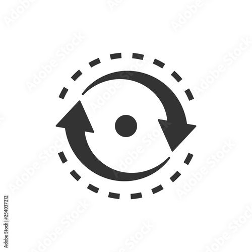 Oval with arrows icon in flat style. Consistency repeat vector illustration on white isolated background. Reload rotation business concept.