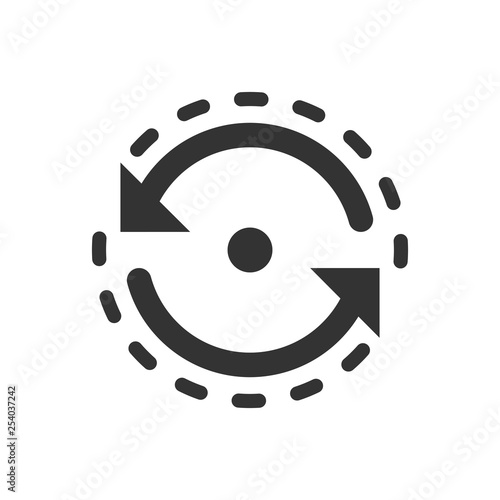 Oval with arrows icon in flat style. Consistency repeat vector illustration on white isolated background. Reload rotation business concept.