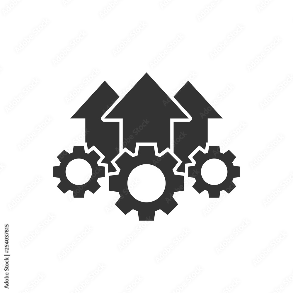 Operation project icon in flat style. Gear process vector illustration on white isolated background. Technology produce business concept. Operation project icon in flat style. Gear process vector illustration on white isolated background. Technology produce business concept.