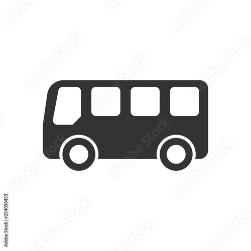 School bus icon in flat style. Autobus vector illustration on white isolated background. Coach transport business concept.