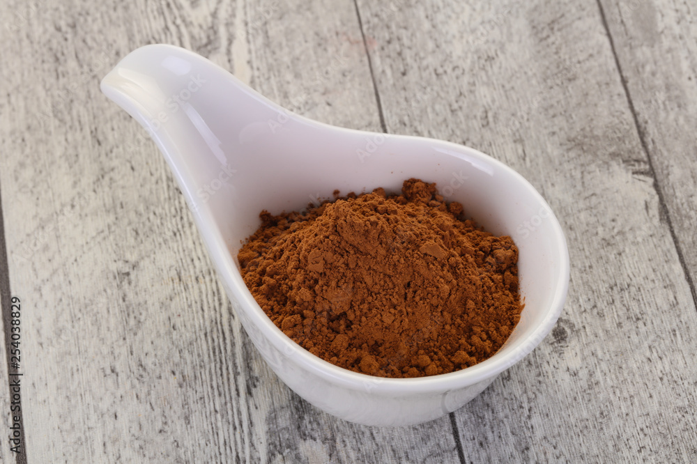 Cocoa powder in the bowl Cocoa powder in the bowl