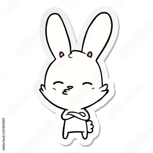 sticker of a curious bunny cartoon