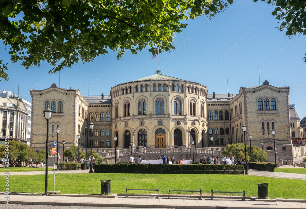 Obraz premium Storting Oslo its the supreme legislature of Norway, established in 1814 by the Constitution of Norway. It is located in Oslo.