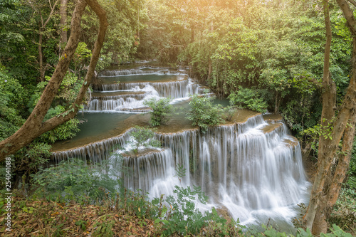 Huai Mae Khamin Waterfall tier 4  Khuean Srinagarindra National Park  Kanchanaburi  Thailand