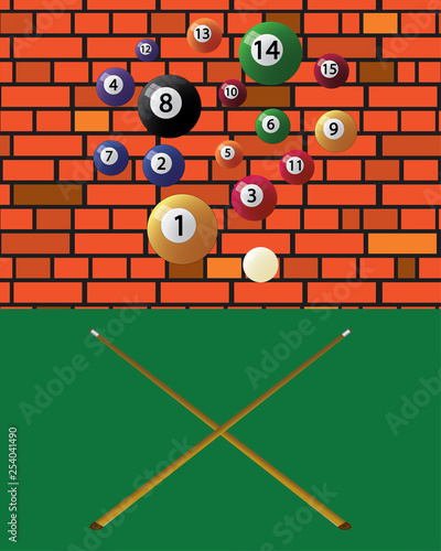 Billiard cue and pool balls