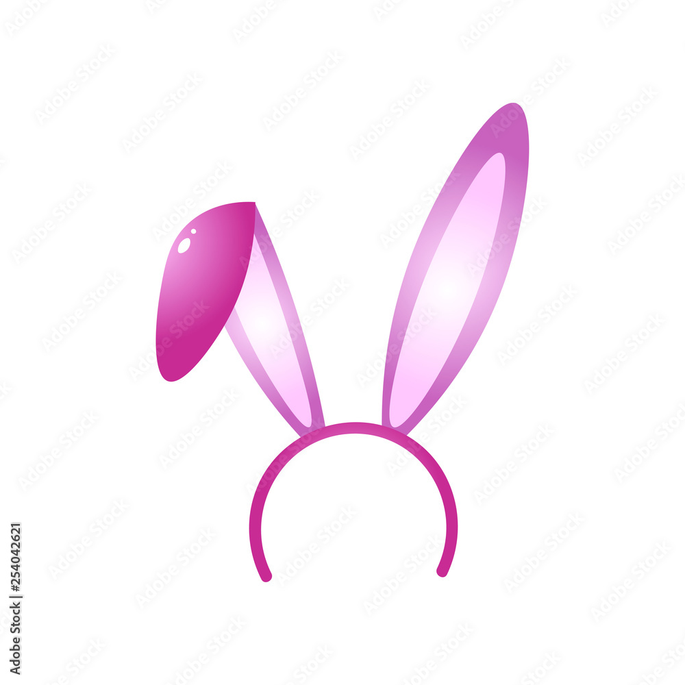 Pink mask with long bunny ears isolated on white background